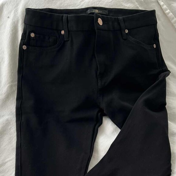 7 For All Mankind Slim Illusion Black Knit Crop Skinny Pants – US 29 - Picture 3 of 7